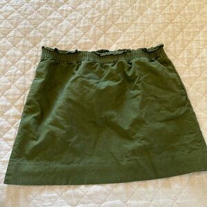 Olive colored linen J Crew paper bag skirt size 14